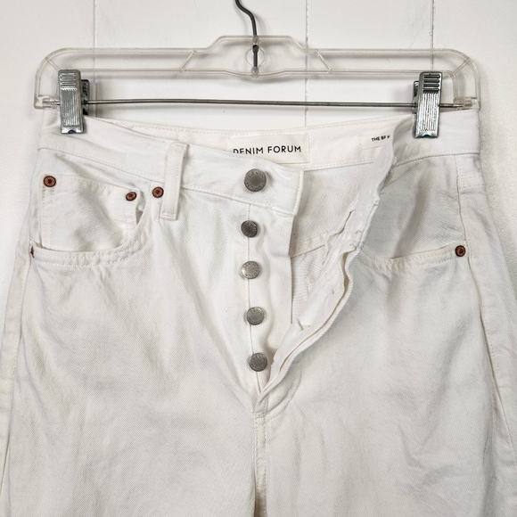 Aritzia Denim Forum The Boyfriend High Rise Loose Jeans White Button Fly size 24 - Picture 4 of 14